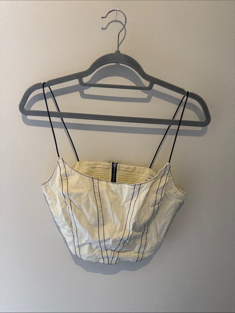 Urban Outfitters Cream Crop Cami with Black Pinstripes